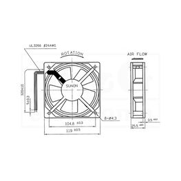 Slika za VENTILATOR AC 115V 120x120x25 SUNON Ball