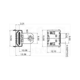 Picture of HDMI UTIČNICA PRINT 19 Pin 90° Tip B