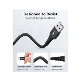 Slika za KABL USB C MUŠKI - USB A MUŠKI Supersoft crni 0,5m