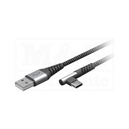 Slika za KABL USB C MUŠKI - USB A MUŠKI Tekstilni 90° 0,5m