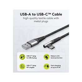 Slika za KABL USB C MUŠKI - USB A MUŠKI Tekstilni 90° 1m