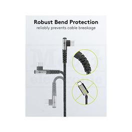 Slika za KABL USB C MUŠKI - USB A MUŠKI Tekstilni 90° 1m