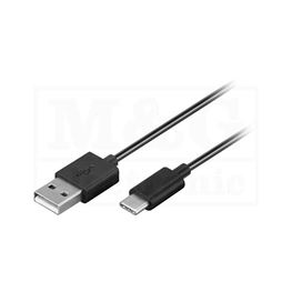 Slika za KABL USB A MUŠKI - USB C MUŠKI Crni 3m