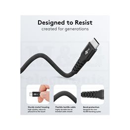 Slika za KABL USB C MUŠKI - USB C MUŠKI Supersoft crni 0,5m