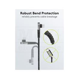 Slika za KABL USB C MUŠKI - USB C MUŠKI Tekstilni 90° 0,5m