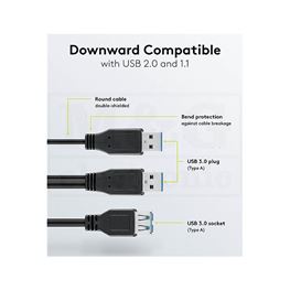 Slika za KABL USB A MUŠKI 2x > USB A ŽENSKI HS 3.0 0,3m