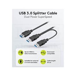 Slika za KABL USB A MUŠKI 2x > USB A ŽENSKI HS 3.0 0,3m