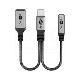 Slika za KABL USB C MUŠKI > USB C ŽENSKI + 3,5 mm ŽENSKI