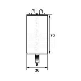 Slika za KONDENZATOR ZA RAD MOTORA 16µF 425V AC DUCATI